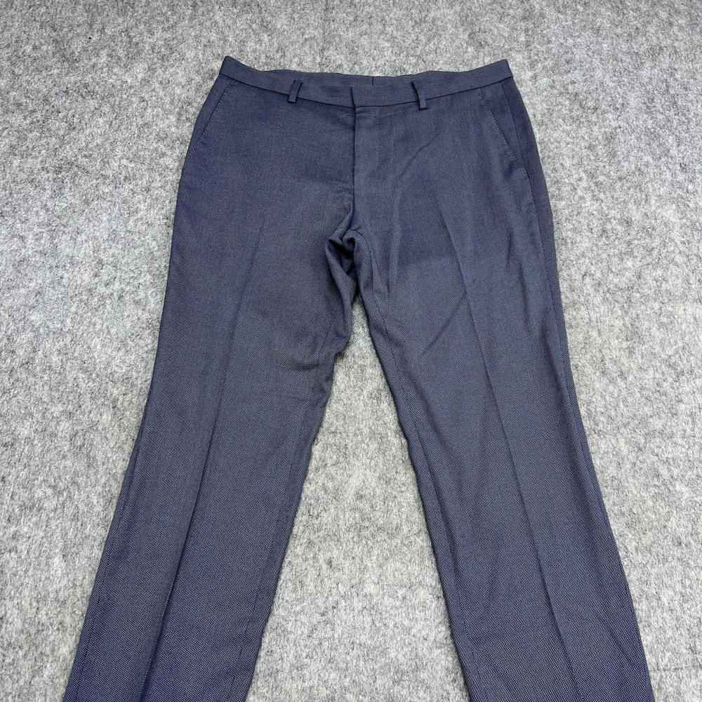 Hugo Boss Crigan Pants Mens 34 Blue Slim Wool Blend Dress Trousers Actual35x29 - Picture 4 of 16